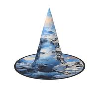 JZQZH Cappello da strega di Halloween con paesaggio di montagna innevata, comodo e durevole, accessori alla moda e personalizzati per feste