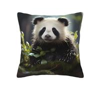 JZQZH Federa per cuscino, 40,6 x 40,6 cm, double-face, con stampa di cuccioli di panda nella foresta, morbido tessuto delicato sulla pelle, per divano e camera da letto
