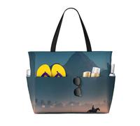 JZQZH Footprints on Grass Grande Capacità Spiaggia Viaggio Tote Bag con Cerniera per Uso Estivo Esterno Elegante Durevole