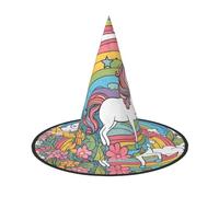 JZQZH Graziosi arcobaleni e unicorni Halloween cappello da strega 1 comodo e durevole accessori alla moda e personalizzati per feste