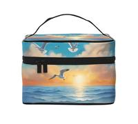 JZQZH Seagulls by the sea Borsa cosmetica portatile organizer personalizzato per viaggi campeggio hotel e viaggi a lunga distanza