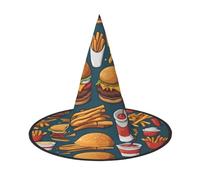 JZQZH Un sacco di cibo gustoso cappello da strega di Halloween comodo e durevole alla moda e accessori personalizzati per feste, nero, 3 pezzi