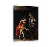 JZSDGB Incorniciato-Michelangelo Merisi Caravaggio Quadri Stampa su tela-Famosi Dipinti ad Olio Riproduzione Classica-Madonna con Bambino e serpente, 1605 Poster-Quadro su Tela 60x85cm(24x33in)