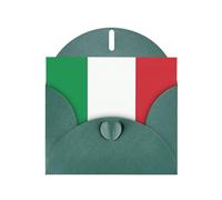 JZSLMJ Biglietto di auguri con bandiera dell'Italia per busta verde scuro a forma di cuore per vacanze, compleanni, San Valentino, matrimoni