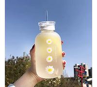 JZSMY Borraccia da 480 ml per succo di latte, con scala a 2 coperchi, piccola margherita, opaca, portatile, creativa, pratica tazza (4 fiori)
