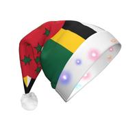 JZSTY Cappello di Babbo Natale in peluche a LED con squisita bandiera del Commonwealth della Dominica stampa morbido calore lampeggiante festival decorazione per feste