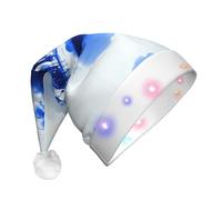 JZSTY Cappello di Babbo Natale in peluche con stampa di città silenziosa e LED morbido e caldo lampeggiante, decorazione per feste