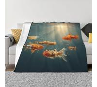 JZSTY Coperta in flanella anti-pelucchi da 127 x 101,6 cm, leggera, pieghevole, con stampa di pesciolini strani per divano e uso esterno