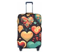 JZSTY Copertura per valigia resistente ed elegante con cuori colorati per viaggi e affari, resistente ai graffi e alla polvere, bianco, S