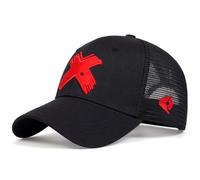 JZTDYPP Cappello Uomo Cappellino da Baseball Estivo da Uomo in Rete, per Sport all'Aria Aperta, con Lettera, Snapback, per Donna, Unisex, Traspirante, Hip Hop, Camionista, Nero E Rosso, Taglia Unica