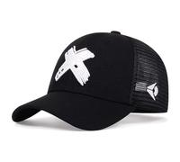 JZTDYPP Cappello Uomo Cappellino da Baseball Estivo da Uomo in Rete, per Sport all'Aria Aperta, con Lettera, Snapback, per Donna, Unisex, Traspirante, Hip Hop, Camionista, Nero E Bianco, Taglia Unic