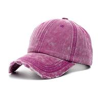 JZTDYPP Cappello Uomo Cappellino da Baseball Unisex in Cotone Lavato, in Denim, Tinta Unita, da Uomo E da Donna, Regolabile, Casual, da Esterno, Stile Streetwear, Colore: Rosso Rosa, 56-60 Cm