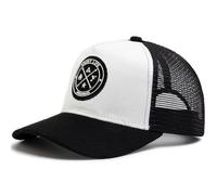 JZTDYPP Cappello Uomo Cappello da Camionista Unisex con Etichetta Circolare in Pelle, Estivo, da Uomo, in Rete, con Visiera, Casual, da Donna, con Snapback, Hip Hop, Bianco E Nero, 56-60 Cm