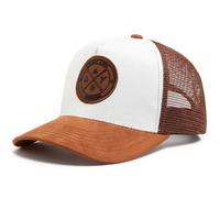 JZTDYPP Cappello Uomo Cappello da Camionista Unisex con Etichetta Circolare in Pelle, Estivo, da Uomo, in Rete, con Visiera, Casual, da Donna, con Snapback, Hip Hop, Bianco Cammello, 56-60 Cm