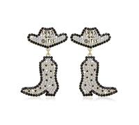 JZTRADING Orecchini a forma di stivale da cowboy, in argento, con strass scintillanti, accessori per addio al nubilato e regali, Misura unica, Lega di acciaio, Nessuna pietra preziosa