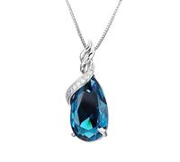 JZWCHQ 100% S925 Sterling in Argento da 45 cm Collana Naturale Topazio Blu Topazio Pendenti Gemstone Donna Argento 925 Pendenti di Gioielli