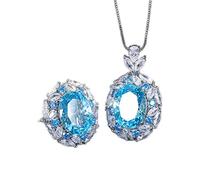 JZWCHQ 12 * 16mm Emerald Sapphire Neckace Anelli Collana Gioielli da sposa Diamond Set per gli accessori per donne