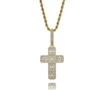 JZWCHQ 14k Oro su Un Ciondolo a Croce S925, Una Collana di moissanite densamente impostata, Un Simbolo Senza Tempo con Eleganza Moderna per Ogni Occasione, Regalo per la Festa del papà