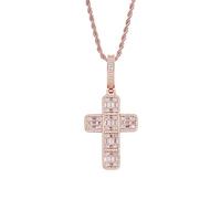 JZWCHQ 14k Oro su Un Ciondolo a Croce S925, Una Collana di moissanite densamente impostata, Un Simbolo Senza Tempo con Eleganza Moderna per Ogni Occasione, Regalo per la Festa del papà