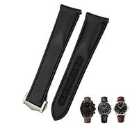 JZWCHQ 19mm 20mm 21mm Curved Curino Autence Watchband adatto per Omega Seamaster Planet Ocean 300/600 De Ville AT150 Cinturino per orologio da mucca