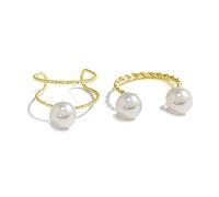 JZWCHQ 2 Pezzi Shell Pearl Regolable Wedding Dichiarazione Anelli per Donne Silver Placted espandibile a Strati a Strati a Strati Aperti Anelli Comodi in Forma di Moda delicati Regali di Gioielli di