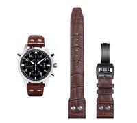 JZWCHQ 21mm 22mm Italia in Italia in pelle di cuoio autentico in pelle morbida per il pilota IWC Mark 18 morbido cinghia di orologio marrone pieghevole.