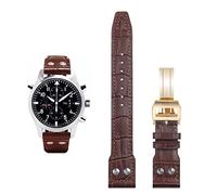JZWCHQ 21mm 22mm Italia in Italia in pelle di cuoio autentico in pelle morbida per il pilota IWC Mark 18 morbido cinghia di orologio marrone pieghevole.