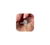 JZWCHQ 3ct 925 Anelli di Fidanzamento in Argento Sterling Oval Cut Solitaire Cubic Zirconia CZ Fedding Promise Anelli per Le Sue Classiche Fasce di Diamanti simulate per Donne Dimensioni 6-10 (6#),