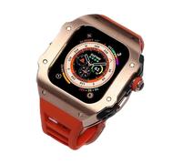 JZWCHQ 44 mm 45 mm 49 mm Canca di orologio in gomma in acciaio inossidabile di lusso fluoro ， per serie 8 7 6 SE 5 4 ， Accessori per sostituzione MOD MOD MOD BANDE SPORT in metallo
