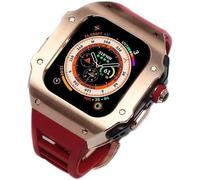 JZWCHQ 44 mm 45 mm 49 mm Canca di orologio in gomma in acciaio inossidabile di lusso fluoro ， per serie 8 7 6 SE 5 4 ， Accessori per sostituzione MOD MOD MOD BANDE SPORT in metallo