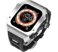 JZWCHQ 44 mm 45 mm 49 mm Canca di orologio in gomma in acciaio inossidabile di lusso fluoro ， per serie 8 7 6 SE 5 4 ， Accessori per sostituzione MOD MOD MOD BANDE SPORT in metallo