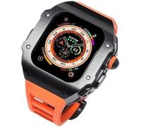 JZWCHQ 44 mm 45 mm 49 mm Canca di orologio in gomma in acciaio inossidabile di lusso fluoro ， per serie 8 7 6 SE 5 4 ， Accessori per sostituzione MOD MOD MOD BANDE SPORT in metallo