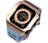 JZWCHQ 44 mm 45 mm 49 mm Canca di orologio in gomma in acciaio inossidabile di lusso fluoro ， per serie 8 7 6 SE 5 4 ， Accessori per sostituzione MOD MOD MOD BANDE SPORT in metallo