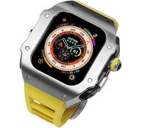 JZWCHQ 44 mm 45 mm 49 mm Canca di orologio in gomma in acciaio inossidabile di lusso fluoro ， per serie 8 7 6 SE 5 4 ， Accessori per sostituzione MOD MOD MOD BANDE SPORT in metallo