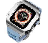JZWCHQ 44 mm 45 mm 49 mm Canca di orologio in gomma in acciaio inossidabile di lusso fluoro ， per serie 8 7 6 SE 5 4 ， Accessori per sostituzione MOD MOD MOD BANDE SPORT in metallo
