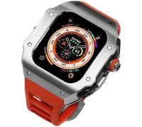 JZWCHQ 44 mm 45 mm 49 mm Canca di orologio in gomma in acciaio inossidabile di lusso fluoro ， per serie 8 7 6 SE 5 4 ， Accessori per sostituzione MOD MOD MOD BANDE SPORT in metallo