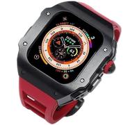 JZWCHQ 44 mm 45 mm 49 mm Canca di orologio in gomma in acciaio inossidabile di lusso fluoro ， per serie 8 7 6 SE 5 4 ， Accessori per sostituzione MOD MOD MOD BANDE SPORT in metallo