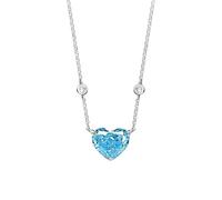 JZWCHQ 925 Argento Sterling da 10 * 12 mm aquamarina con Diamante ad Alta Diamante Fiore crollo Calibro a Ciondolo per Donne Gioielli