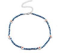 JZWCHQ 925 Collana da Margherita in Argento Sterling per Donne e Ragazze, Estate Boho Corea Adorabili Fiori Margherite Colorate dichiarazioni di Fascino perlineate per Il Collare Corto capocampullo