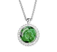 JZWCHQ 925 Collana di Foglie Verdi in Argento Sterling per Donne Ragazze orgogliose Collana Trifoglio Collana la Fortuna della Collana a Sospensione Verde
