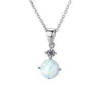 JZWCHQ 925 Collana pendente opale rotonda per le donne collane con ciondolo a catena tagliati gioielli made in China, A