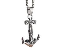 JZWCHQ 925 Collana Pirata in Argento Sterling per Uomini e Donne, Collana a Catena di Ancoraggio Pirati dei Gioielli a Ciondolo di Ancoraggio del Marinaio Caraibico, Collana del Cranio Jack Sparrow