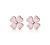 JZWCHQ 925 Orecchini di Fascia da Donna Simpatici e squisiti Fiore di Smalto Rosa