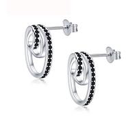 JZWCHQ 925 Orecchini in argento sterling Orecchini di spinello nero alla moda per donne Bijoux femminile a spirale