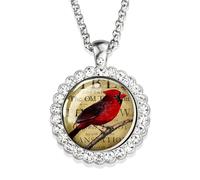 JZWCHQ Accessori Collana del Colibrì per Donne e Uomini, Colibrì Collana Cardinale Uccello Arte Arte Foto Vetro Rinestone Catena a Sospensione per Uccelli graziosi, graziosi Gioielli per Animali