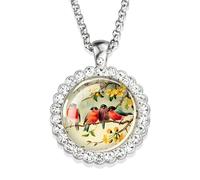 JZWCHQ Accessori Collana del Colibrì per Donne e Uomini, Colibrì Collana Cardinale Uccello Arte Arte Foto Vetro Rinestone Catena a Sospensione per Uccelli graziosi, graziosi Gioielli per Animali