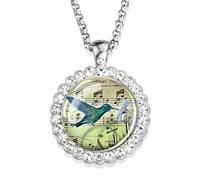 JZWCHQ Accessori Collana del Colibrì per Donne e Uomini, Colibrì Collana Cardinale Uccello Arte Arte Foto Vetro Rinestone Catena a Sospensione per Uccelli graziosi, graziosi Gioielli per Animali