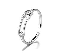 JZWCHQ Anelli Aperti per Donne, Moda Regolabile Vintage Semplice Clip di Carta Design Argento Regalo di Gioielli romantici per Femminile per Le Donne Un Matrimonio di Fidanzamento