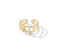 JZWCHQ Anelli Aperti per Donne, Stelle Regolabili Vintage e Design lunare Anelli Dorati a Tre Strati Eleganti Gioielli romantici per Le Donne Coppia di Donne Impegno