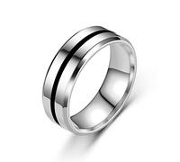 JZWCHQ Anello in Acciaio in tungsteno da 8 mm Slottato Blu pescato/Nero/Oro Flat a Smalto per Gli Uomini e Le Donne Anello di Gioielli fidanzati, Blu, 11